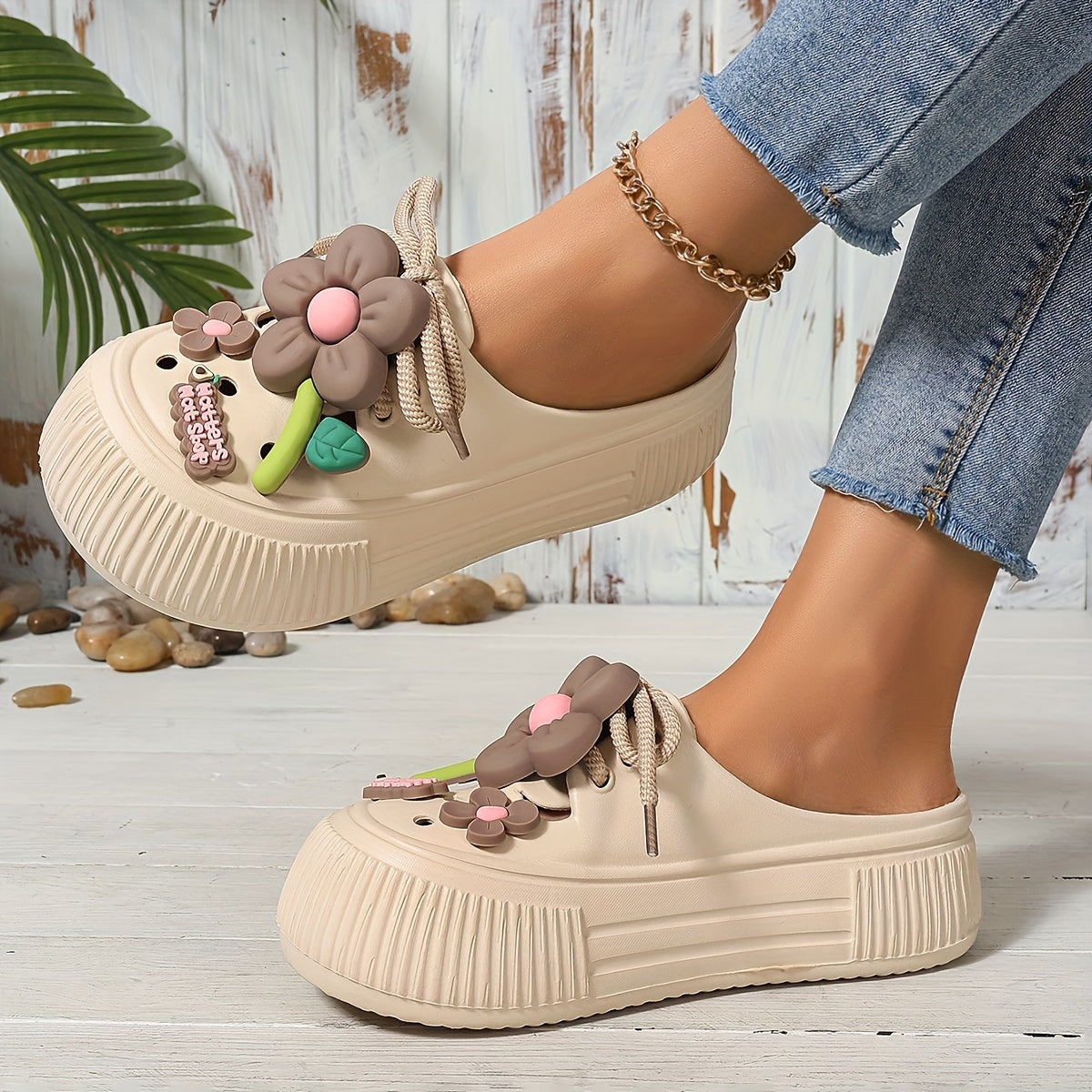 Vibrant Sunflower EVA Mules – Breathable Slip-Resistant Garden & Beach Clogs