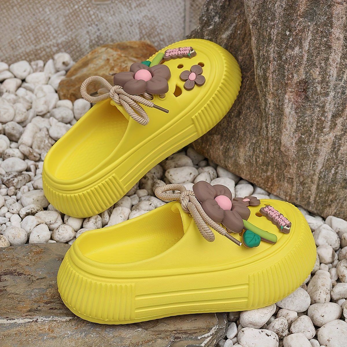 Vibrant Sunflower EVA Mules – Breathable Slip-Resistant Garden & Beach Clogs