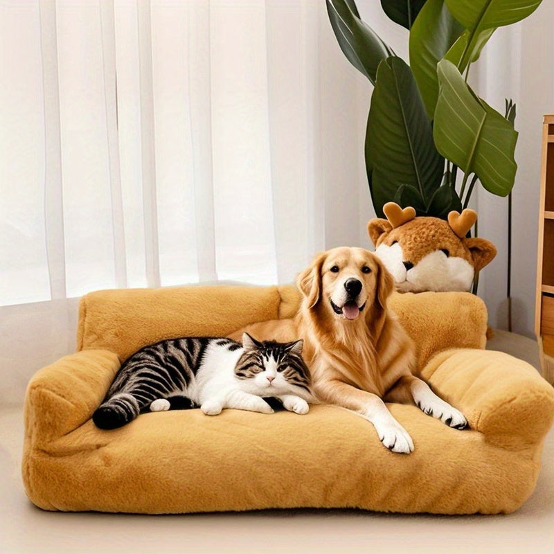 Fluffy Plush Pet Sofa Bed – Soft Calming Couch for Cats & Dogs