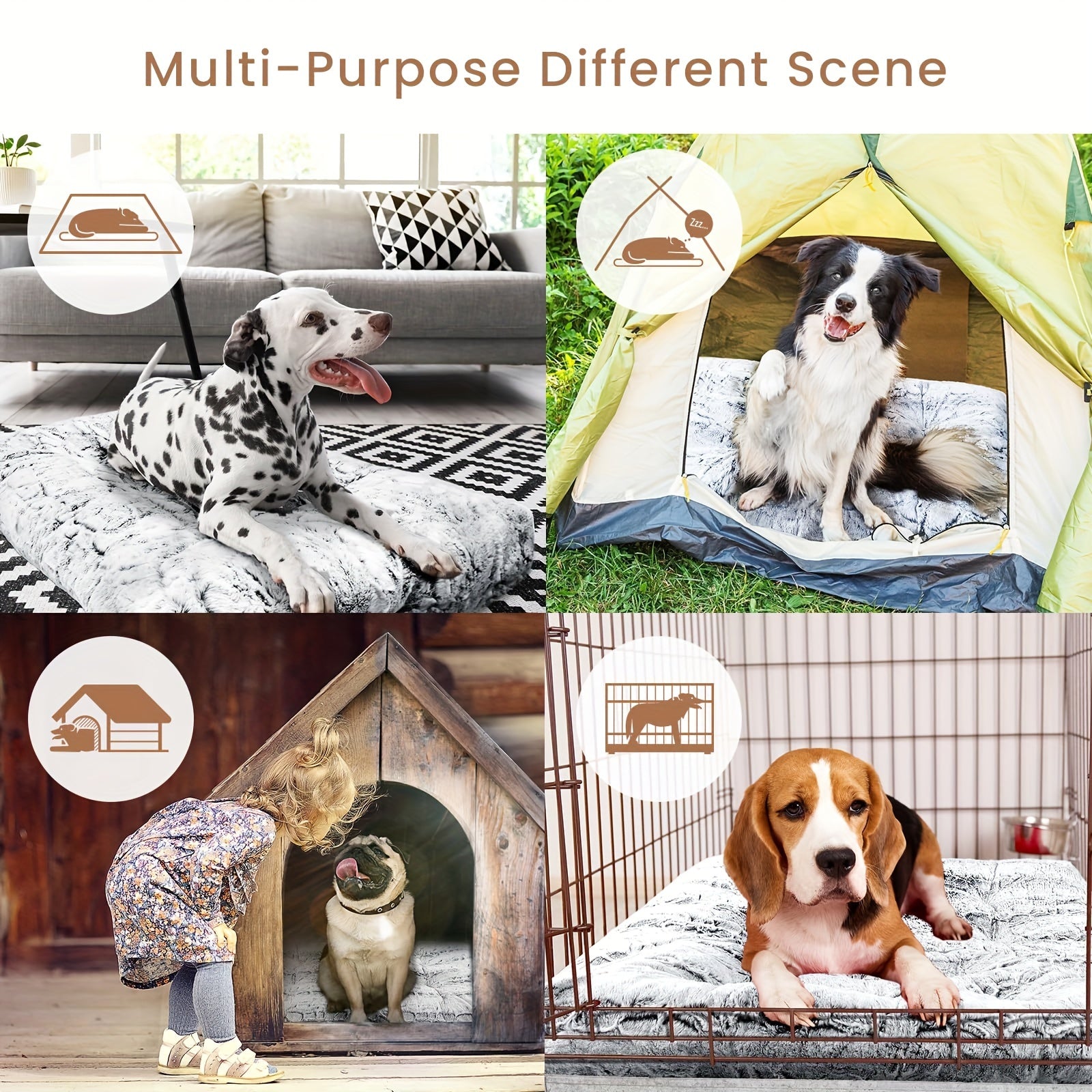 Washable Dog Bed for Medium & Large Dogs – Soft Faux Fur Crate Mat