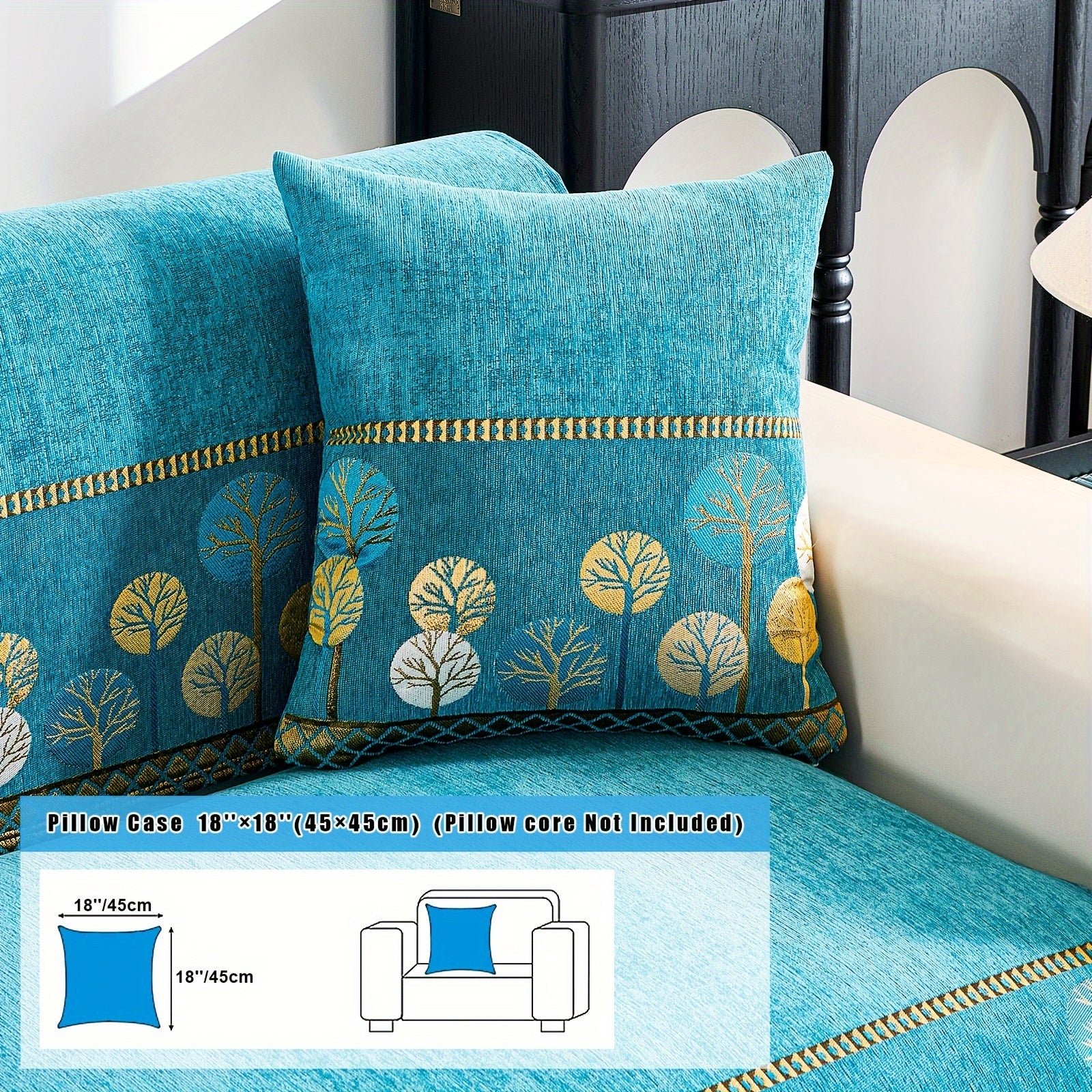 Bohemia Chenille Sofa Cover Geometric Embroidery & Pet-Friendly