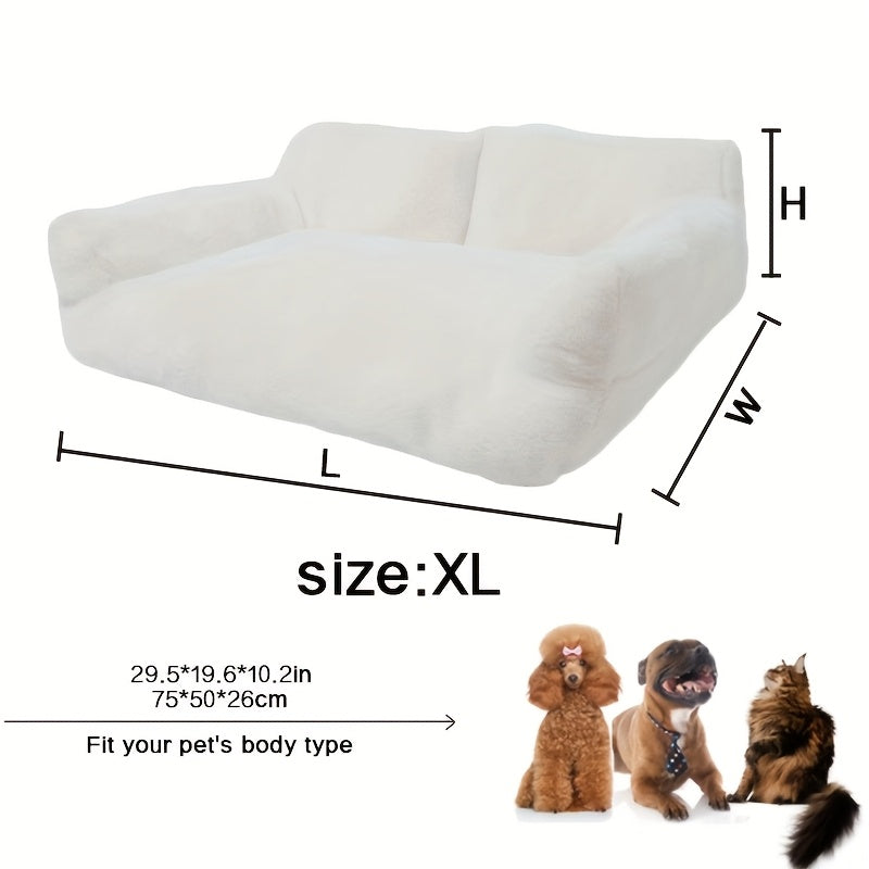 Fluffy Plush Pet Sofa Bed – Soft Calming Couch for Cats & Dogs