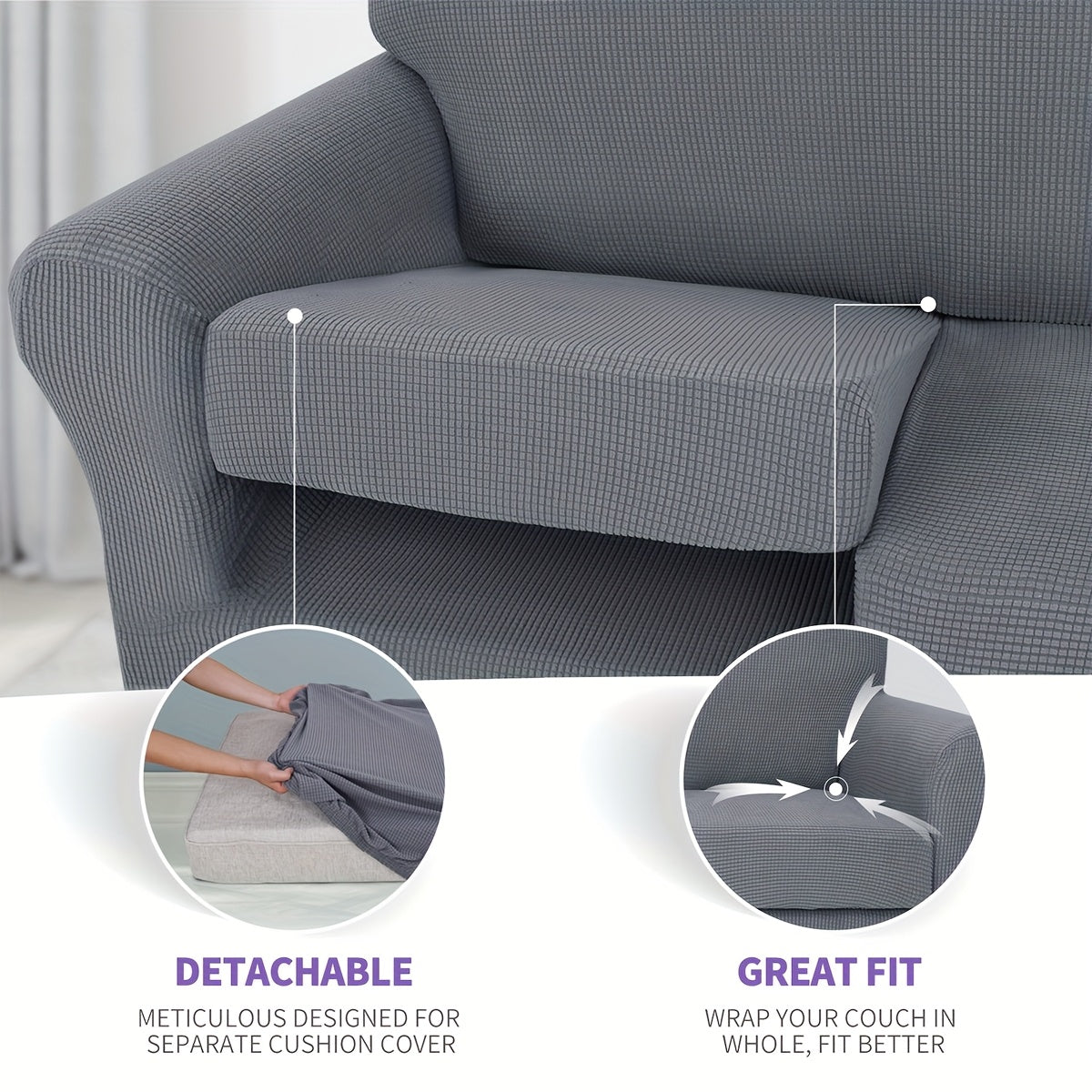 Elastic Sofa Cover Set – Soft 2/3/4PCS Slipcovers for Living Room, Office