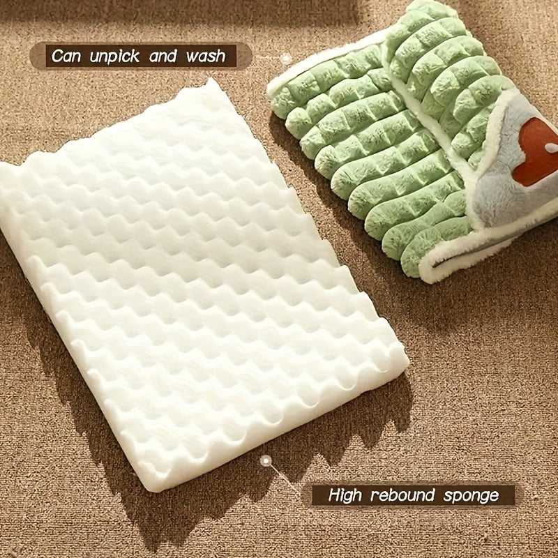 Four Seasons Dog Mat Washable Winter Sleeping Pad for Dogs, Green Soft Spinal Protection