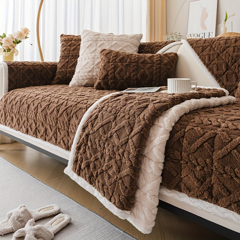 Bosimi Machine Washable Sofa Cover Plush Padded & Non-Slip