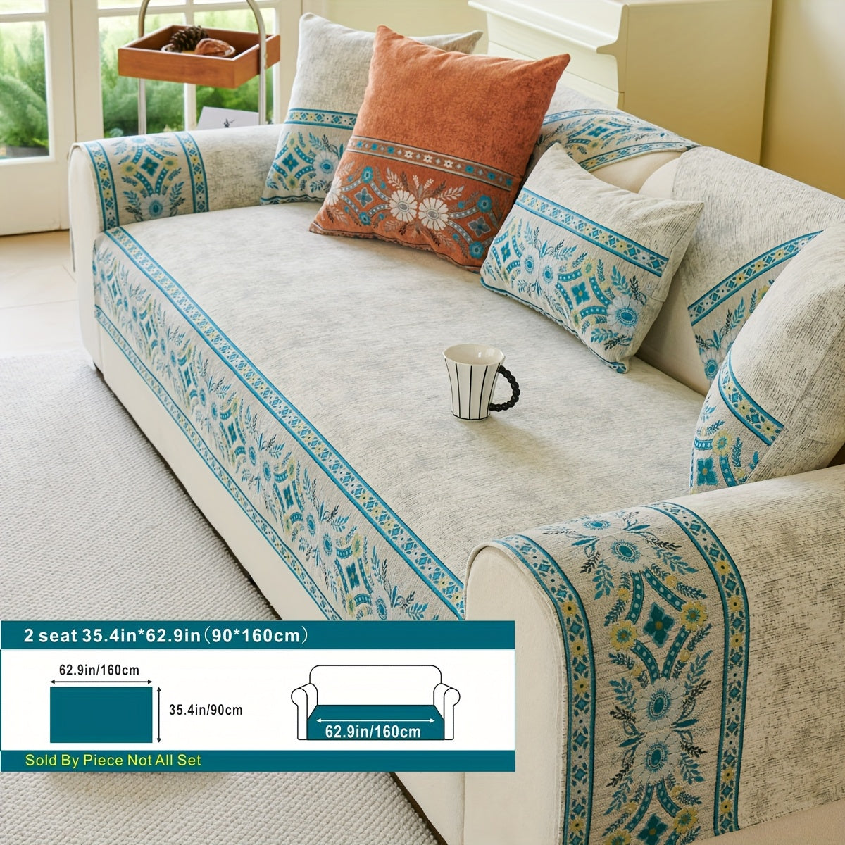 Luxury Anti-slip Venice Sofa Mat | 4-Season Chenille Sofa Cover