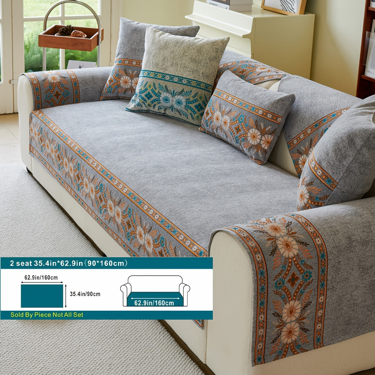 Luxury Anti-slip Venice Sofa Mat | 4-Season Chenille Sofa Cover
