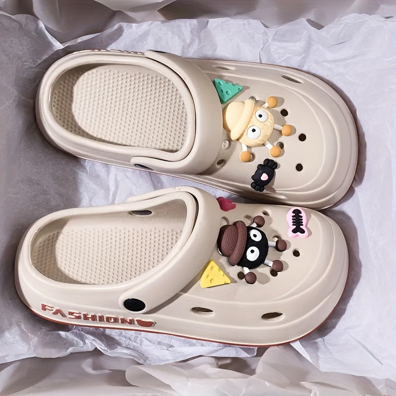 Cute Cartoon EVA Clogs for Women – Breathable Summer Beach Sandals with Charms