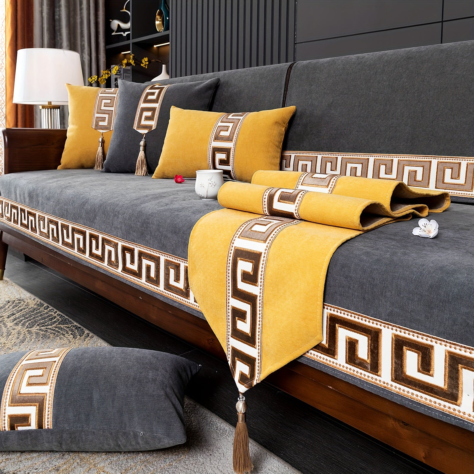 European Light Luxury Sofa Cover Cushion Nordic Snowy Design
