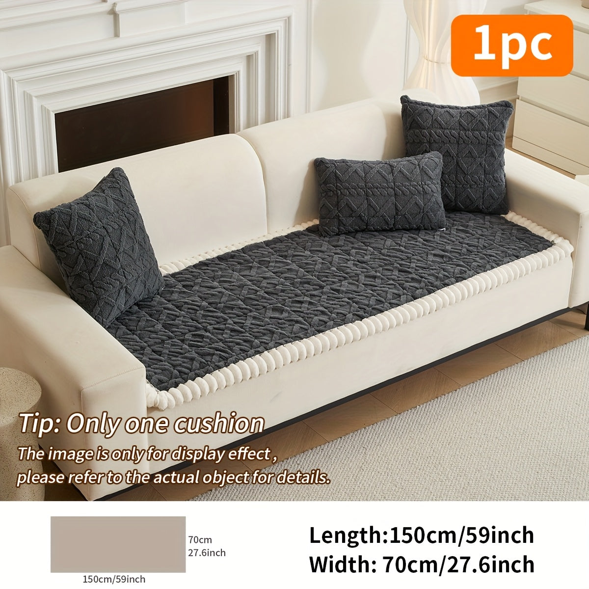 Soft Quilted Sofa Cushion – Thick Polyester, Warm for Autumn & Winter, 2–4 Seater