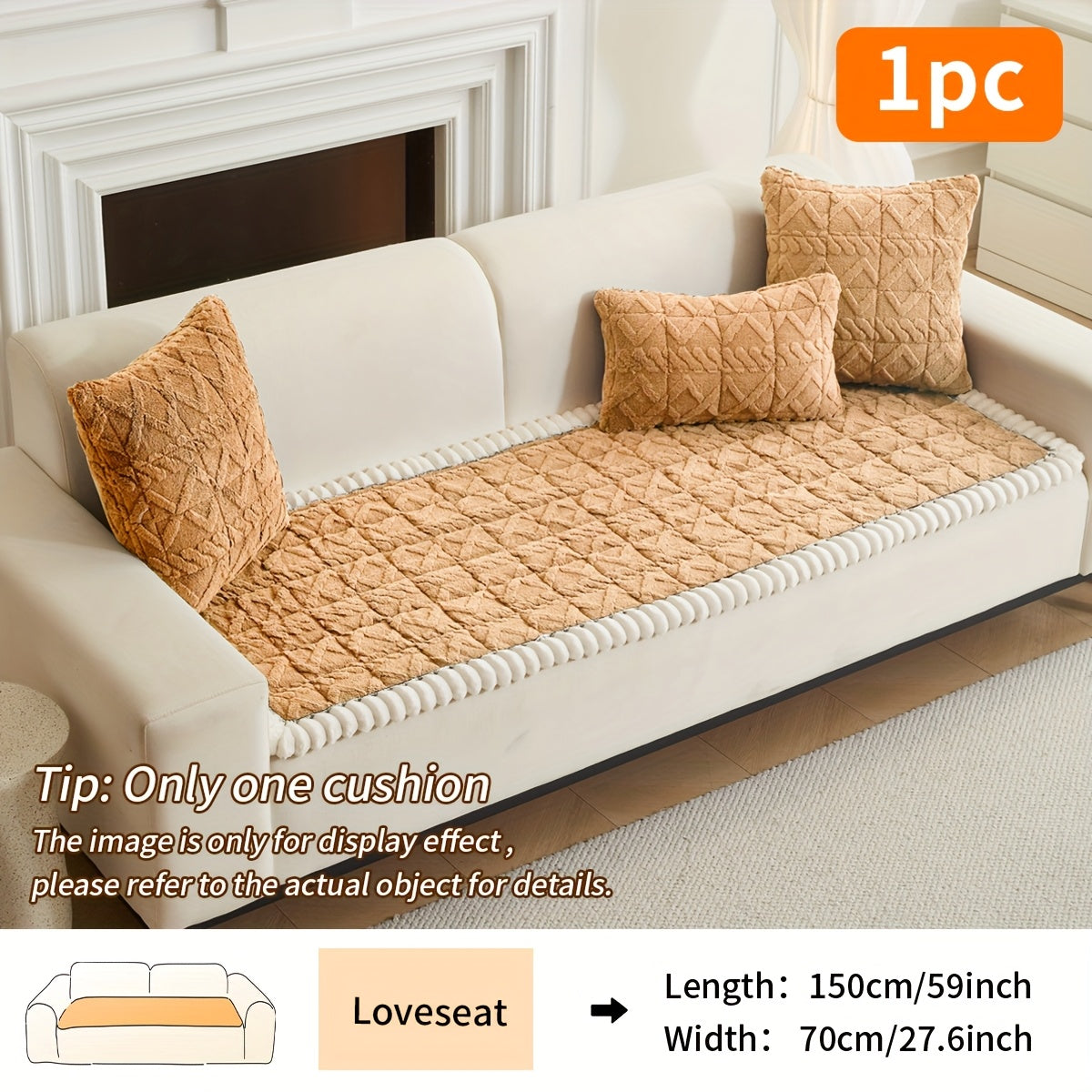 Soft Quilted Sofa Cushion – Thick Polyester, Warm for Autumn & Winter, 2–4 Seater