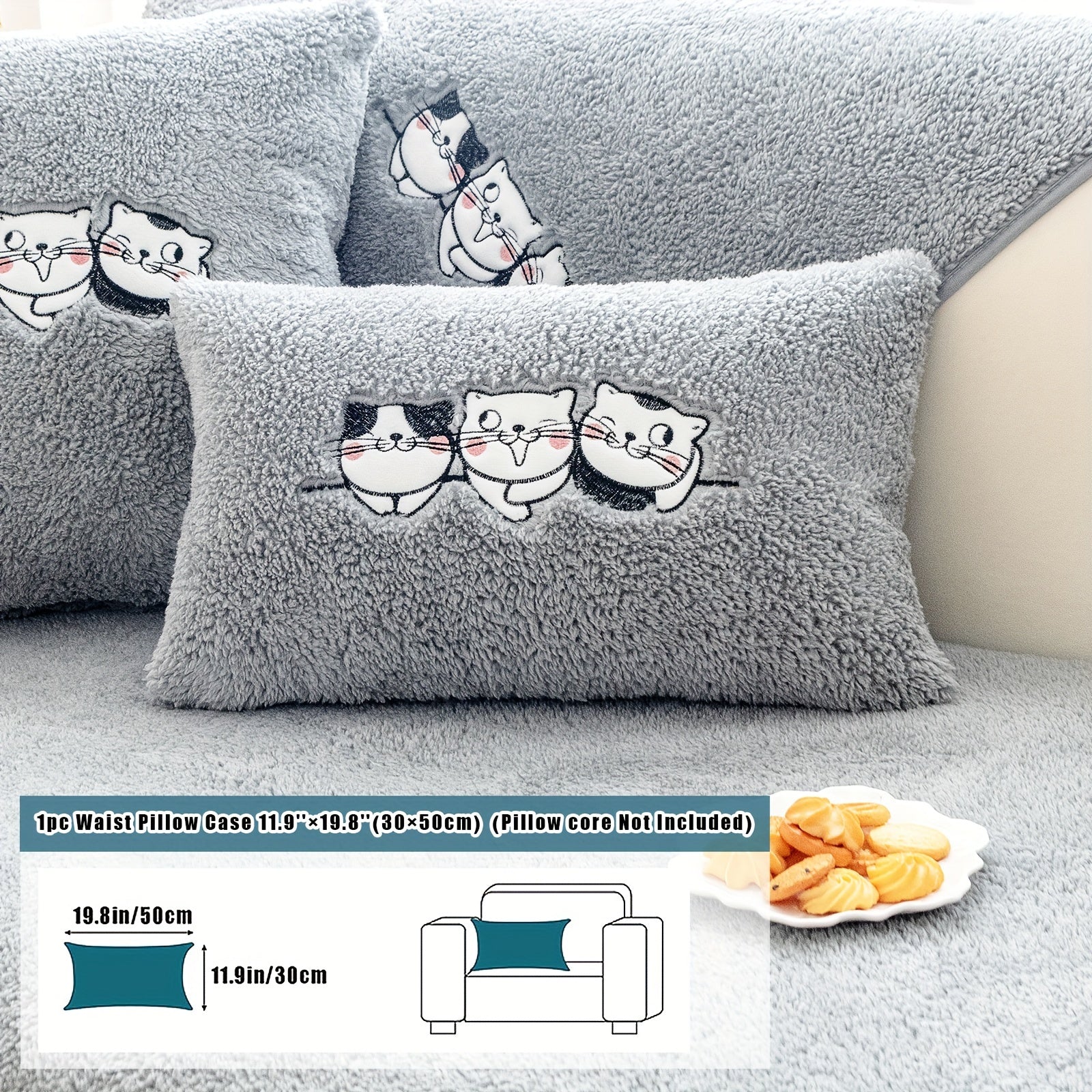 Three Cats Lamb-Knitted Sofa Cushion – Thick, Warm European-Style Cover