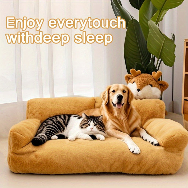 Fluffy Plush Pet Sofa Bed – Soft Calming Couch for Cats & Dogs