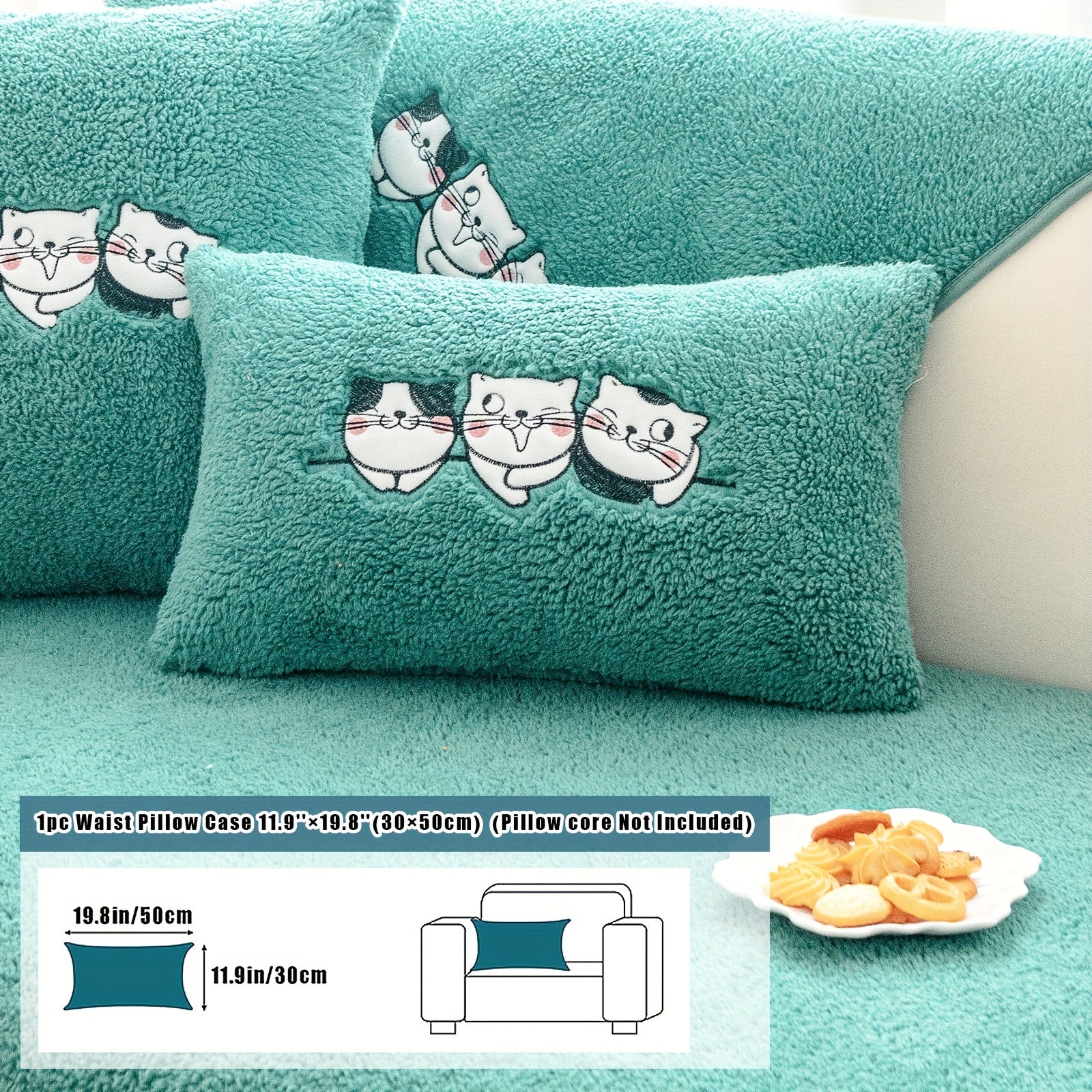 Three Cats Lamb-Knitted Sofa Cushion – Thick, Warm European-Style Cover