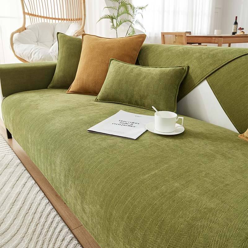 Herringbone Chenille Fabric Furniture Protector Sofa Cover