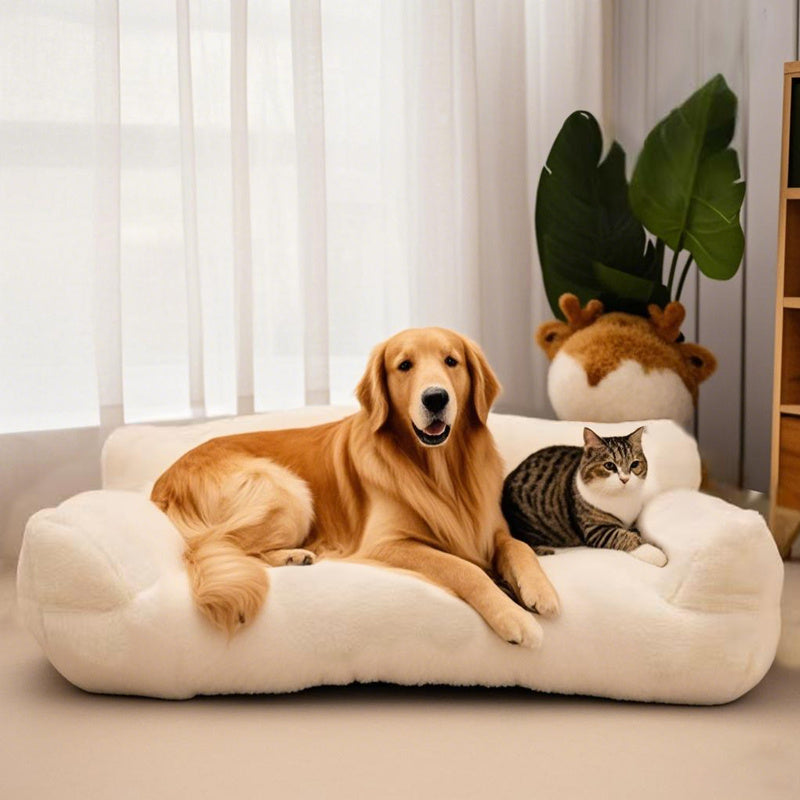 Fluffy Plush Pet Sofa Bed – Soft Calming Couch for Cats & Dogs