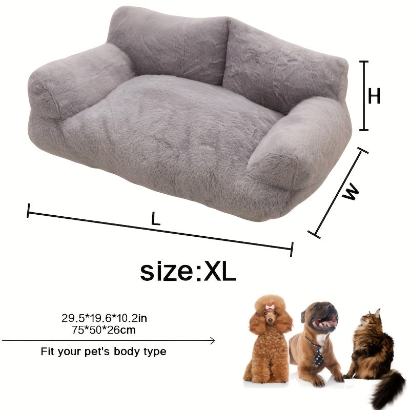 Fluffy Plush Pet Sofa Bed – Soft Calming Couch for Cats & Dogs