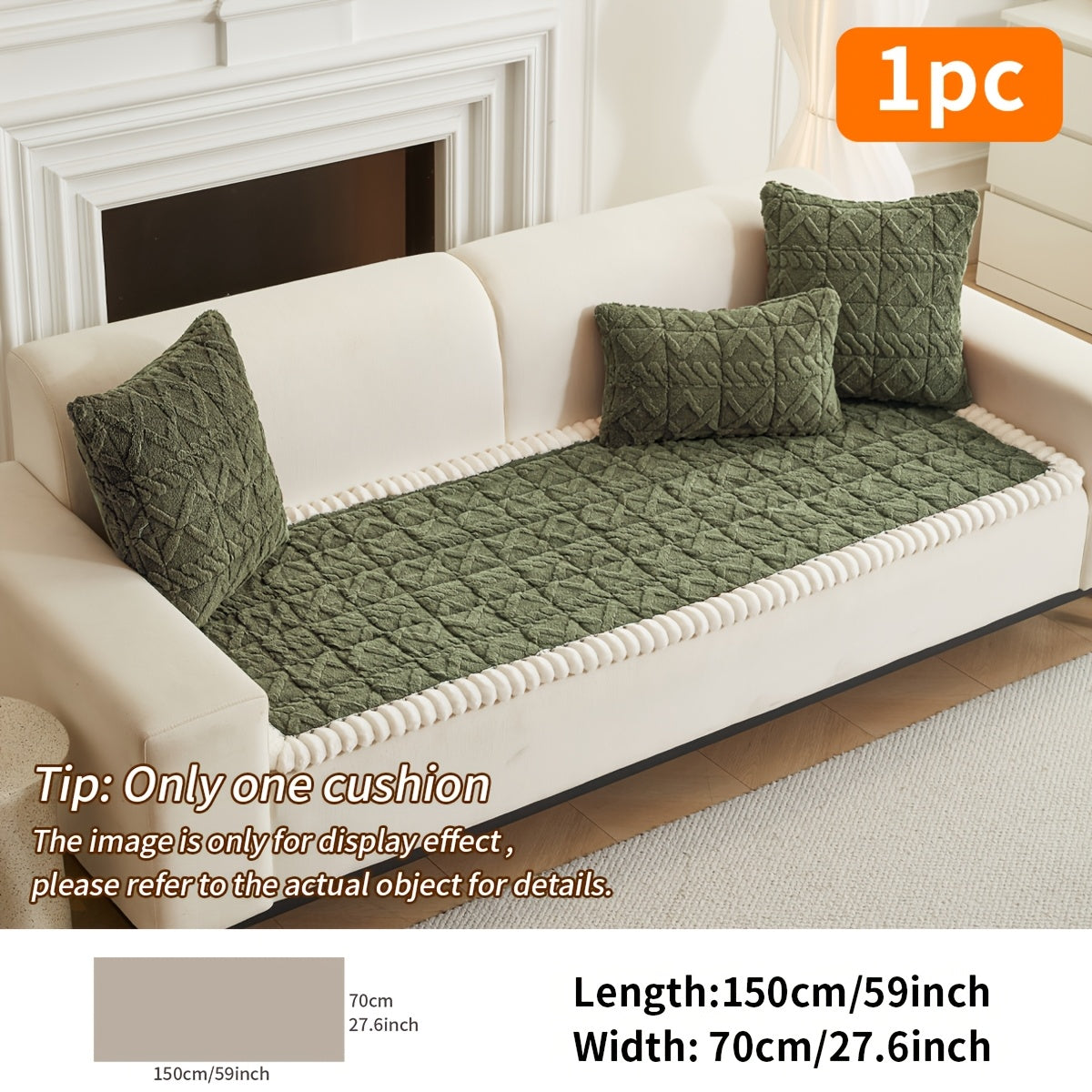 Soft Quilted Sofa Cushion – Thick Polyester, Warm for Autumn & Winter, 2–4 Seater