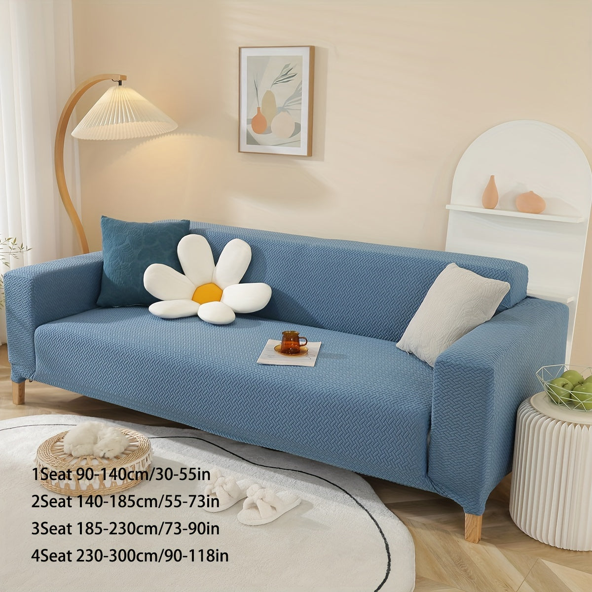 Stretch Knitted Jacquard Sofa Cover – Thick Star Chain Design, 1–4 Seater