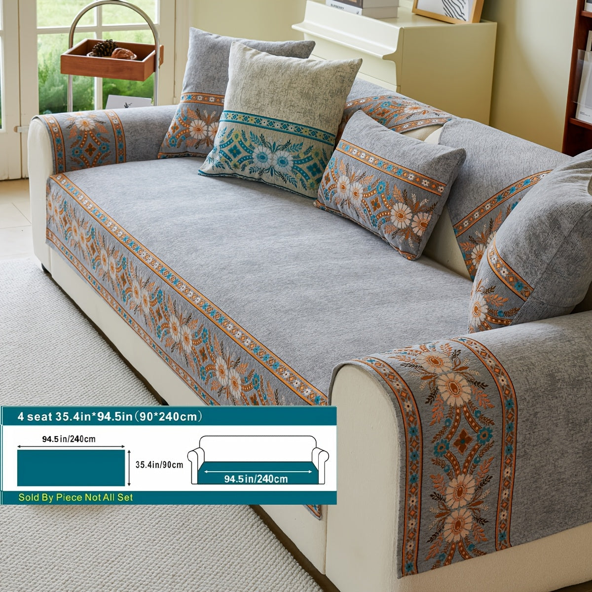 Luxury Anti-slip Venice Sofa Mat | 4-Season Chenille Sofa Cover