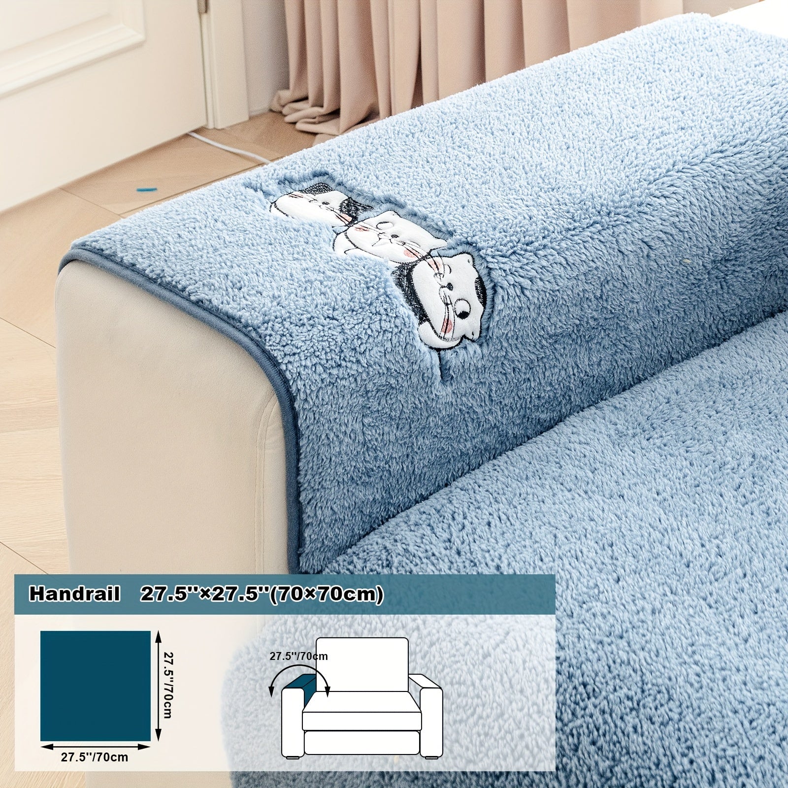 Three Cats Lamb-Knitted Sofa Cushion – Thick, Warm European-Style Cover