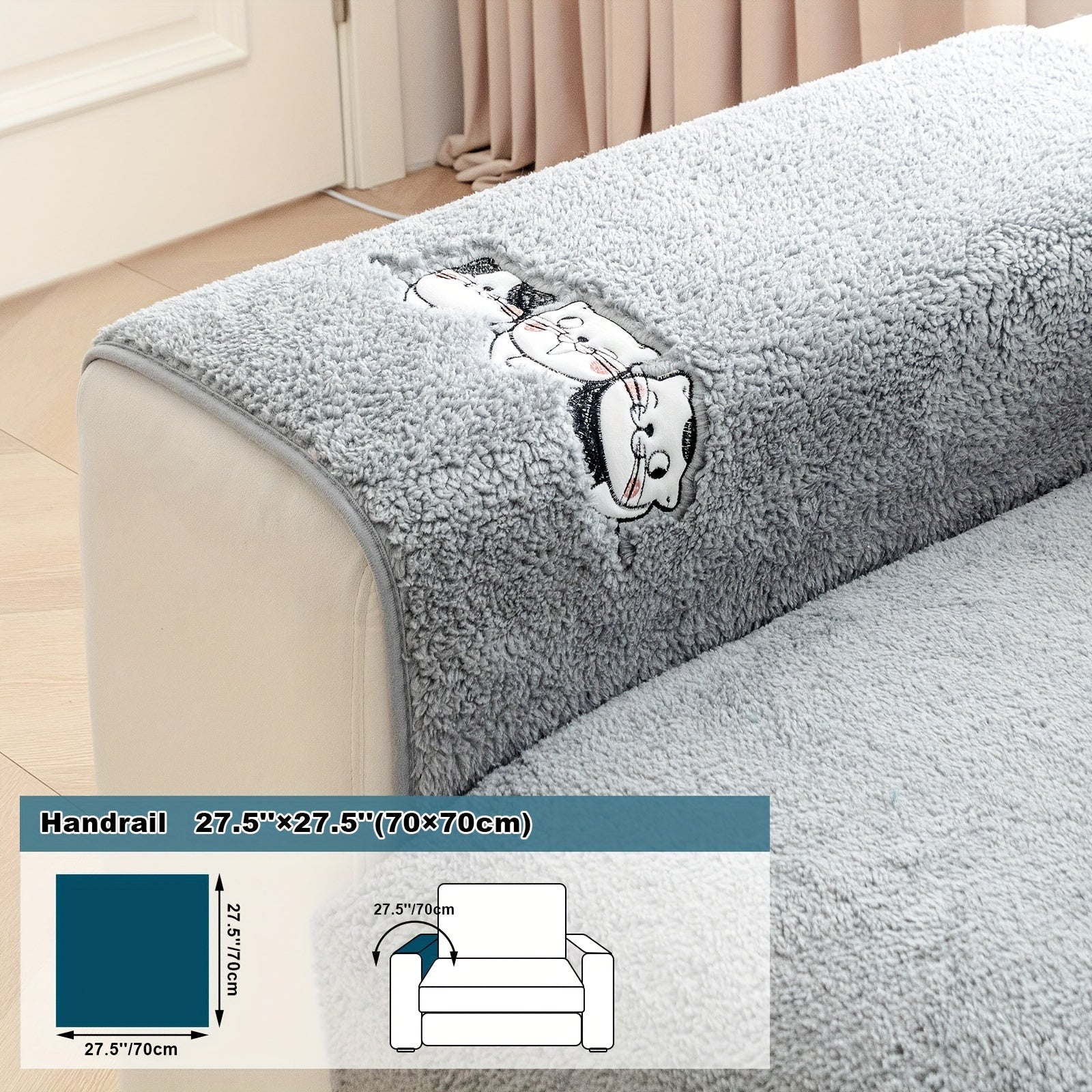 Three Cats Lamb-Knitted Sofa Cushion – Thick, Warm European-Style Cover