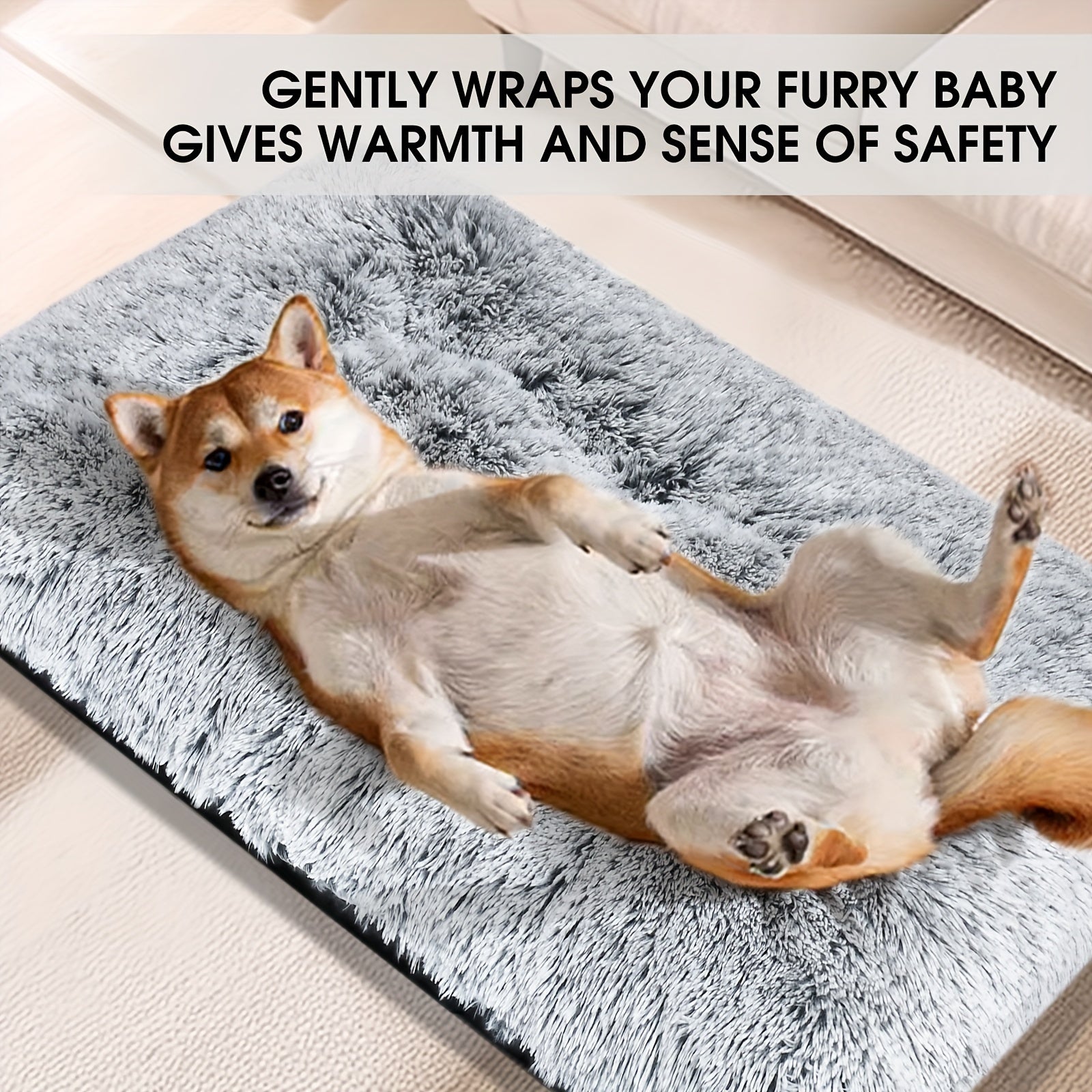 Plush Soft Dog Crate Bed – Washable Anti-Slip Mat Pad for Small–Large Dogs & Cats