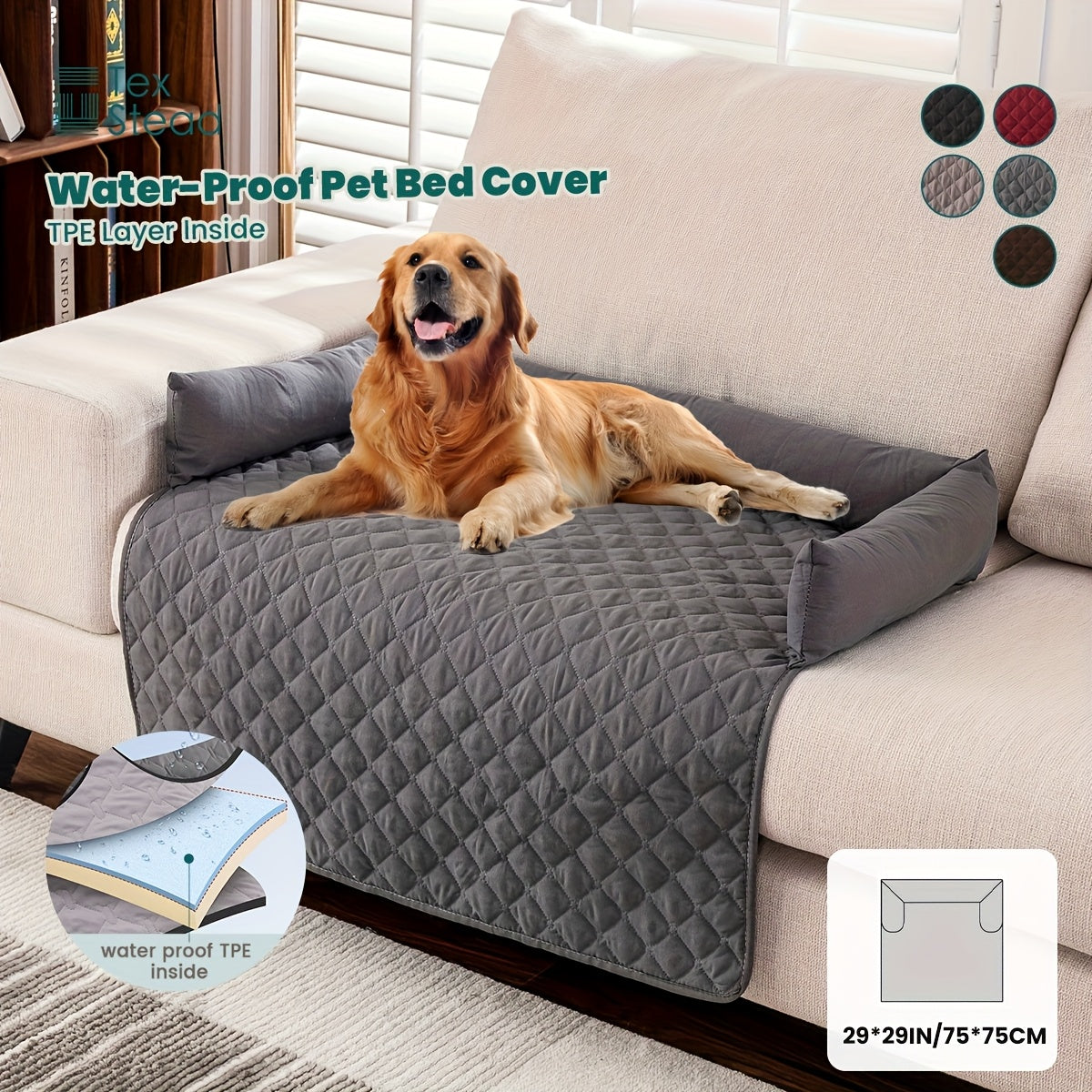 Slip-Resistant Pet Sofa Bed – Washable Couch Cover with Bolster for Dogs & Cats