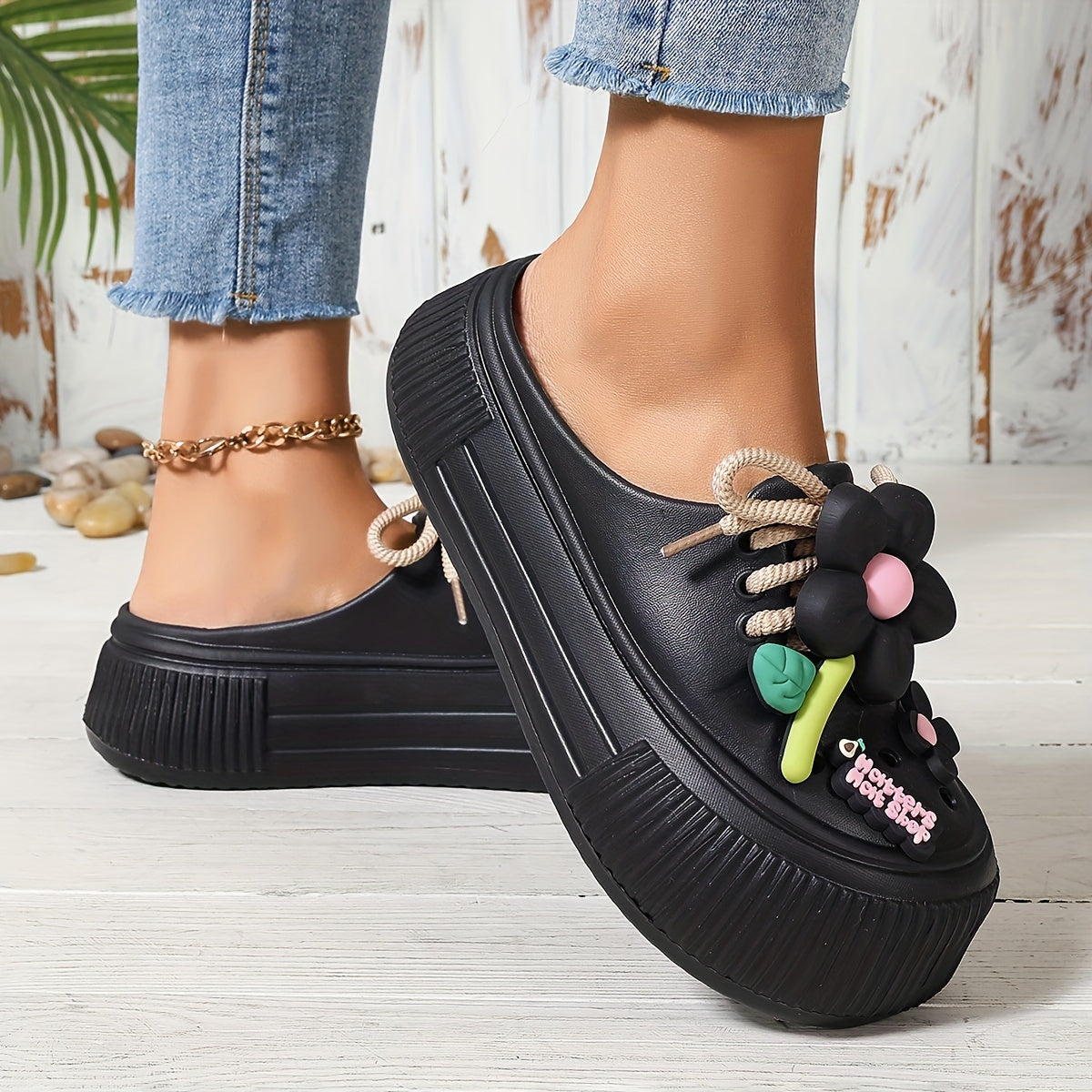 Vibrant Sunflower EVA Mules – Breathable Slip-Resistant Garden & Beach Clogs