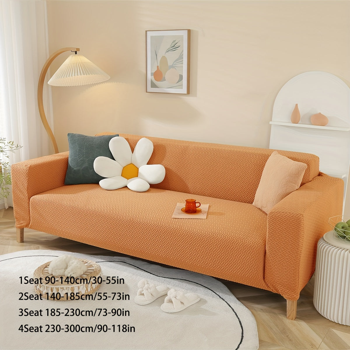 Stretch Knitted Jacquard Sofa Cover – Thick Star Chain Design, 1–4 Seater