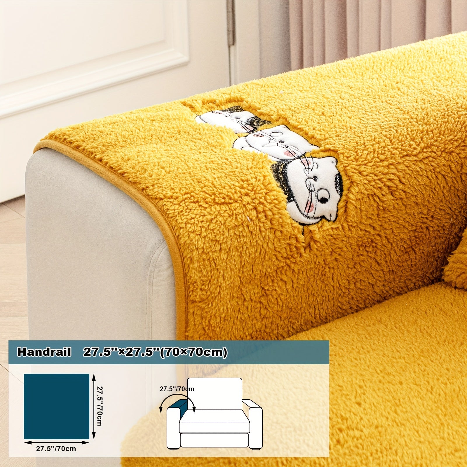Three Cats Lamb-Knitted Sofa Cushion – Thick, Warm European-Style Cover