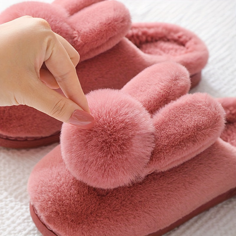 Women’s Warm Bunny Home Slippers – Thick Sole, Indoor Outdoor Wear