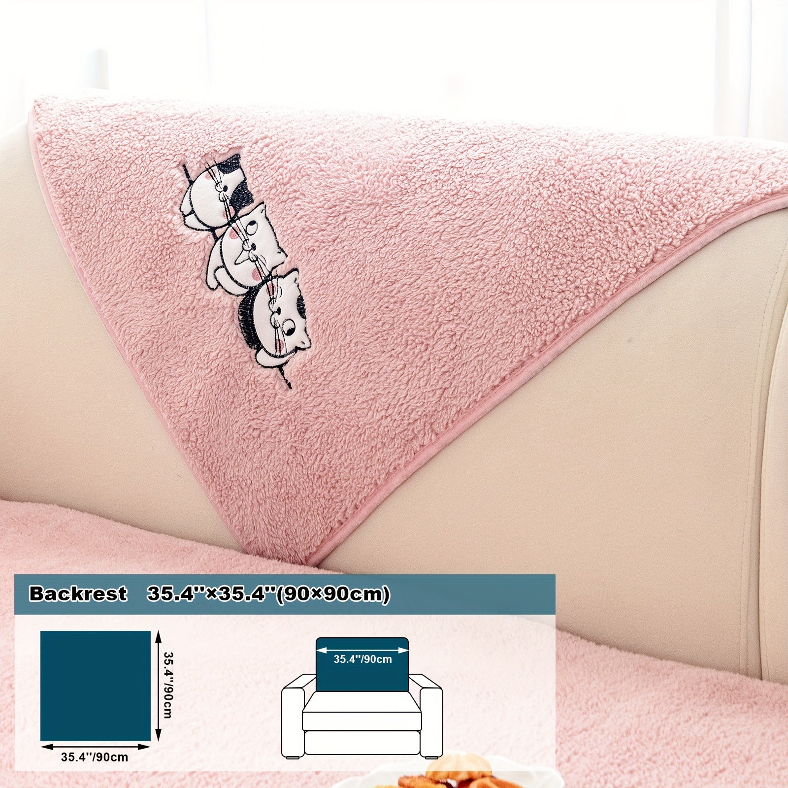 Three Cats Lamb-Knitted Sofa Cushion – Thick, Warm European-Style Cover
