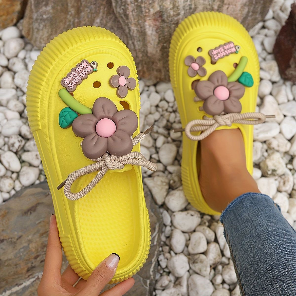 Vibrant Sunflower EVA Mules – Breathable Slip-Resistant Garden & Beach Clogs