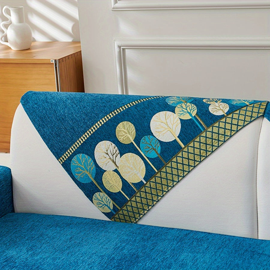 Velvet Tree Pattern Sofa Throw Pillow - Pet-Friendly 1-4 Seater, Chenille Cover