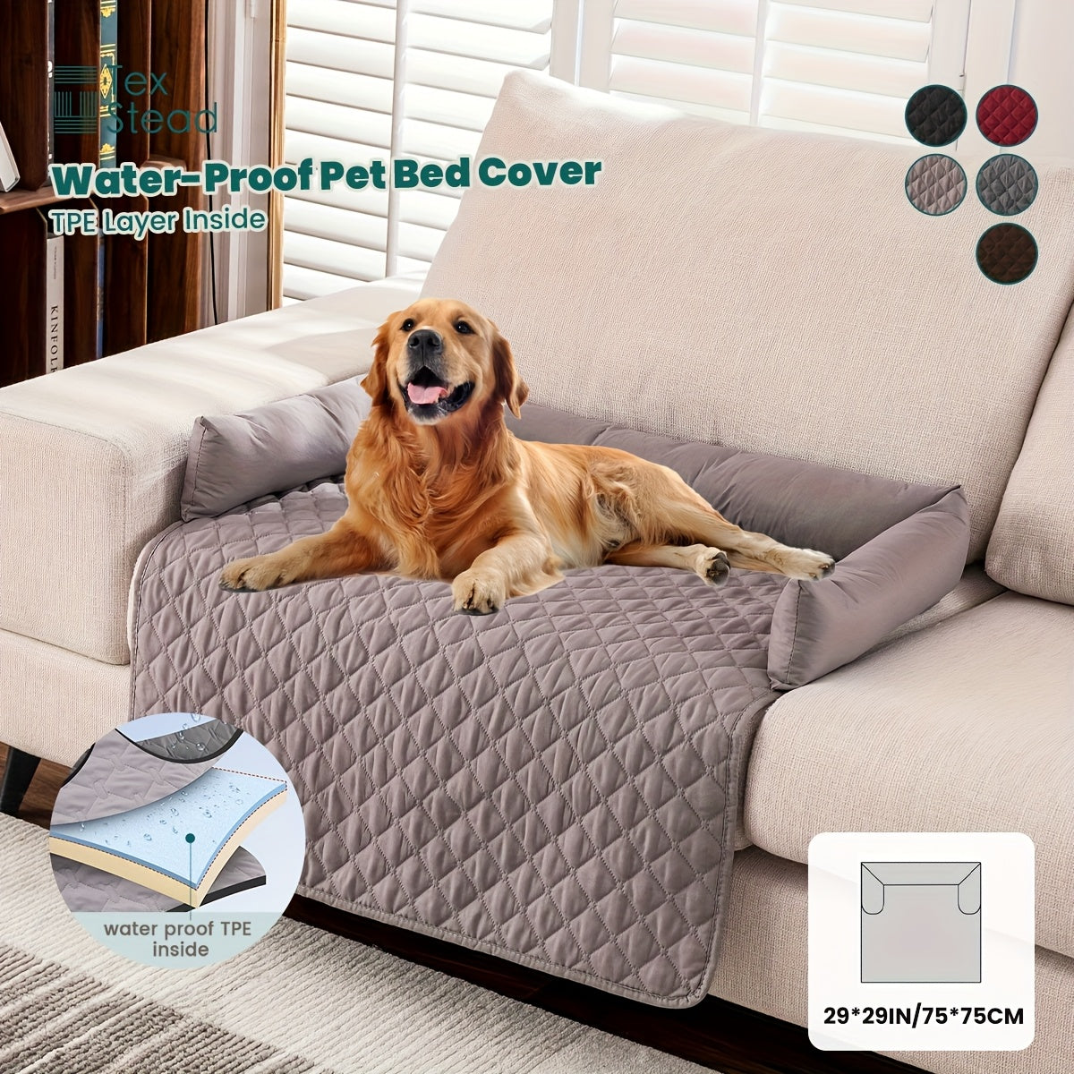 Slip-Resistant Pet Sofa Bed – Washable Couch Cover with Bolster for Dogs & Cats