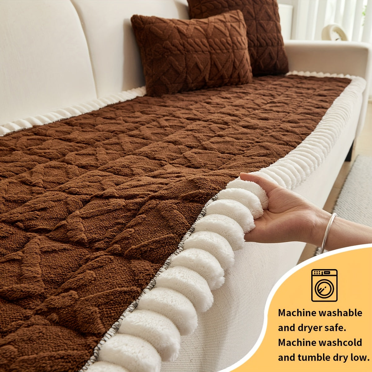 Soft Quilted Sofa Cushion – Thick Polyester, Warm for Autumn & Winter, 2–4 Seater