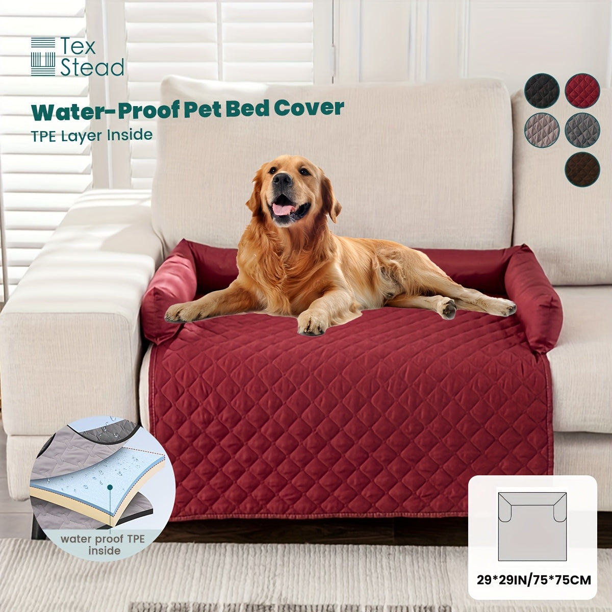 Slip-Resistant Pet Sofa Bed – Washable Couch Cover with Bolster for Dogs & Cats
