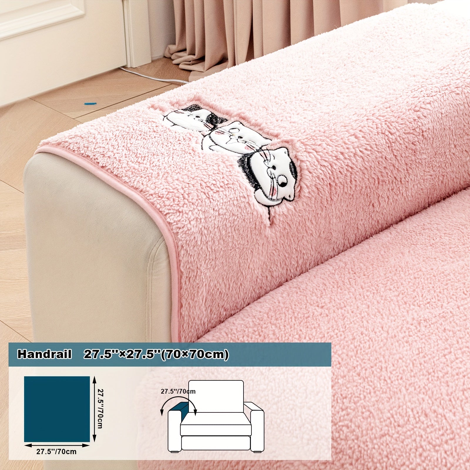 Three Cats Lamb-Knitted Sofa Cushion – Thick, Warm European-Style Cover