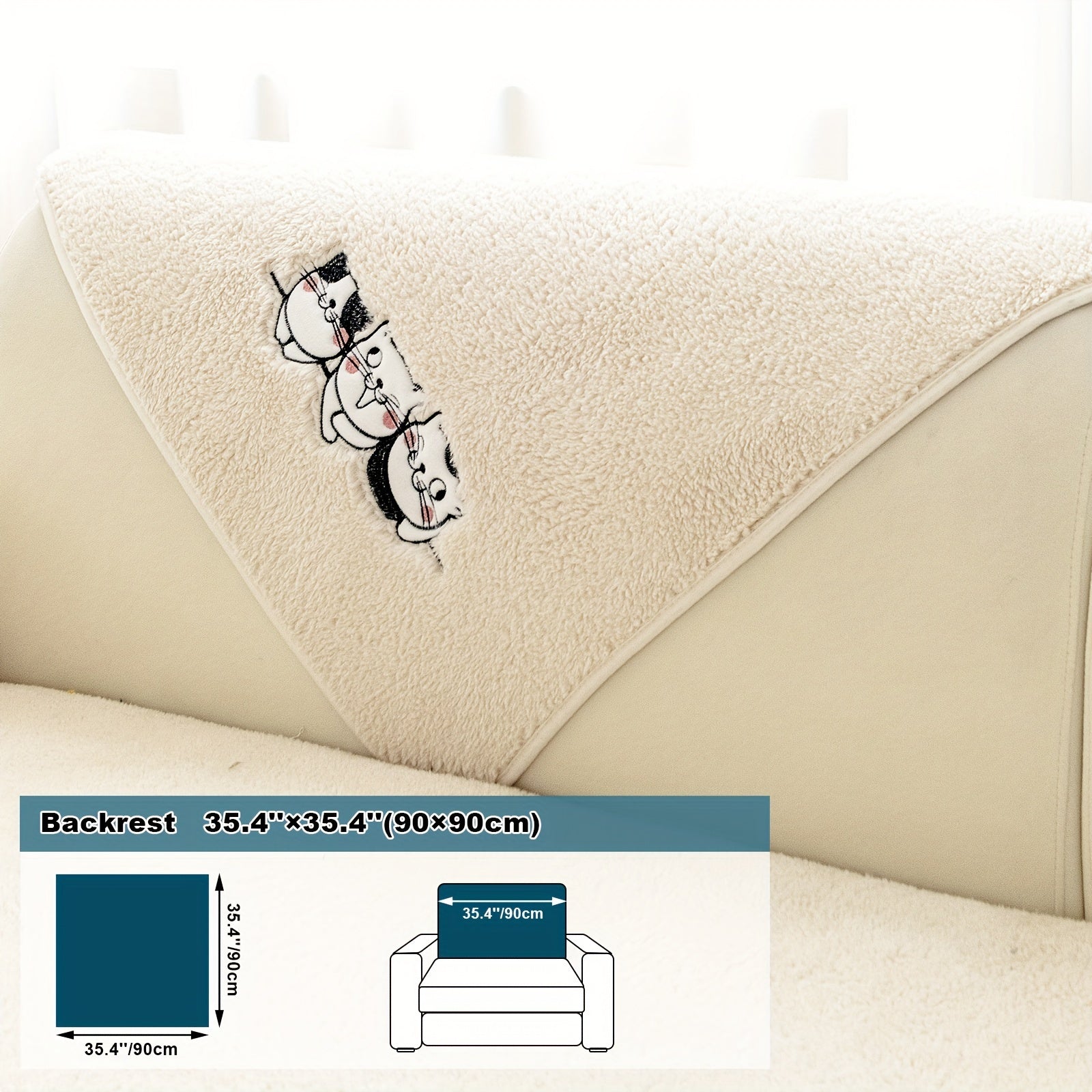 Three Cats Lamb-Knitted Sofa Cushion – Thick, Warm European-Style Cover