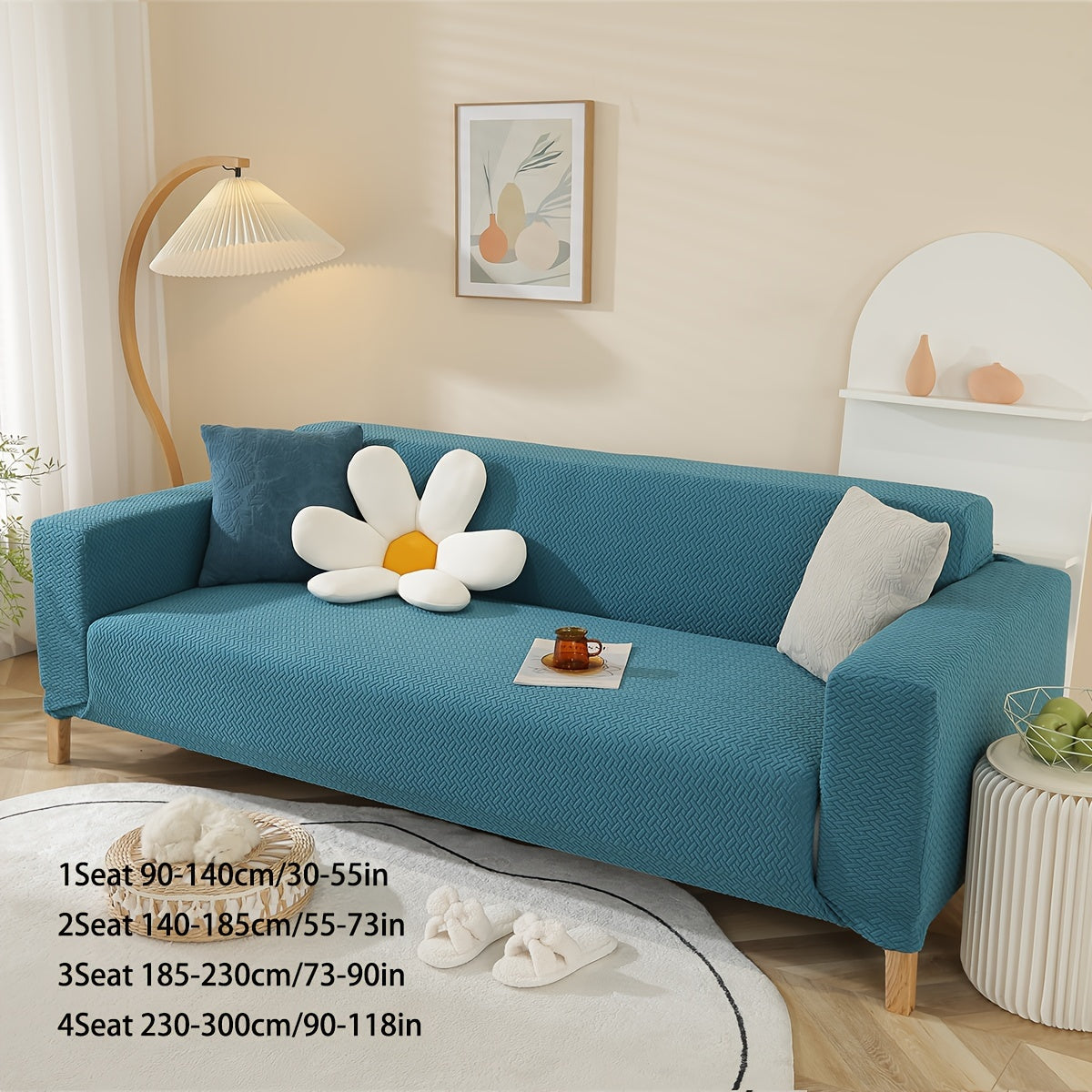 Stretch Knitted Jacquard Sofa Cover – Thick Star Chain Design, 1–4 Seater