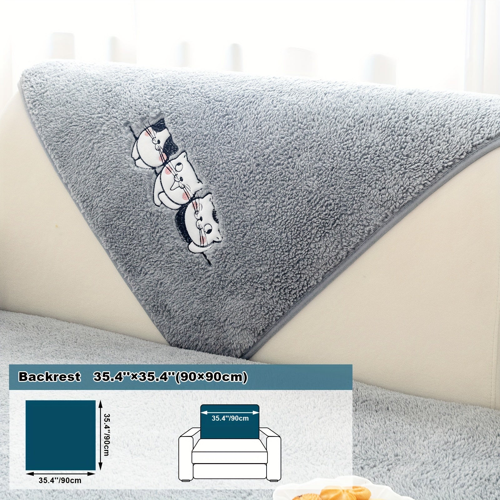 Three Cats Lamb-Knitted Sofa Cushion – Thick, Warm European-Style Cover