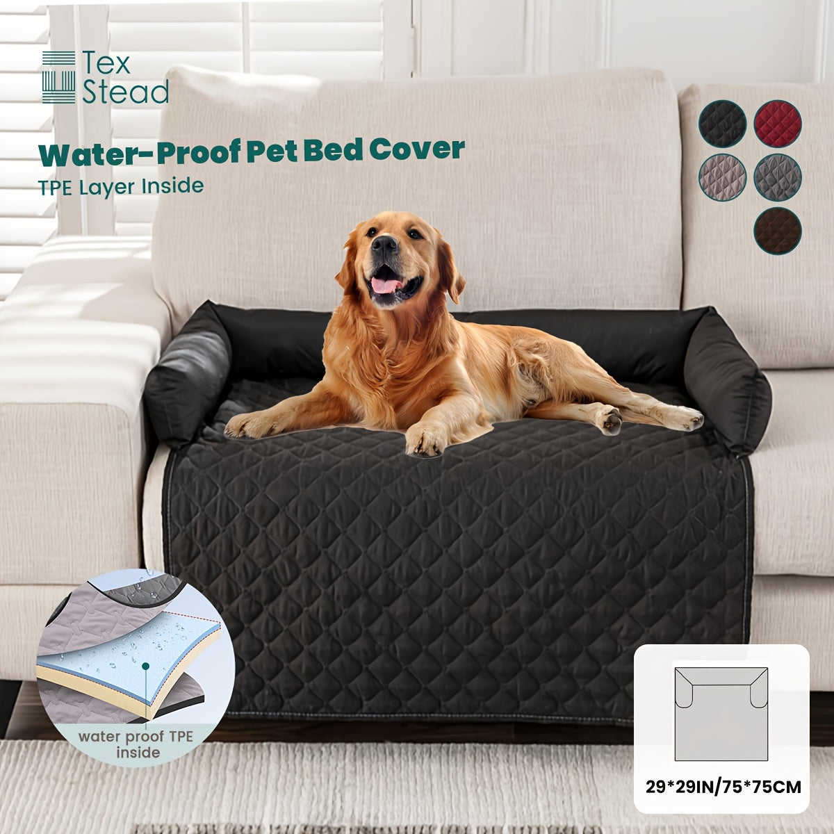 Slip-Resistant Pet Sofa Bed – Washable Couch Cover with Bolster for Dogs & Cats
