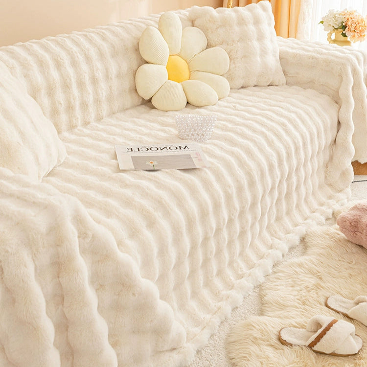 Full-wrapped Bubble Rabbit Plush Sofa Towel Thickened Sofa Cover
