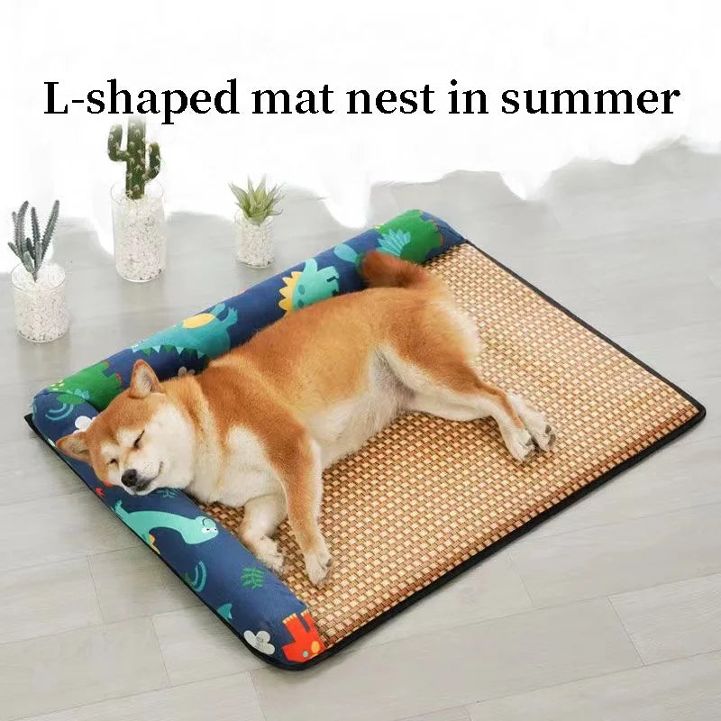 Multi-Color Summer Dog Nest Mat – Cool, Scratch-Resistant Bed for Small & Medium Dogs