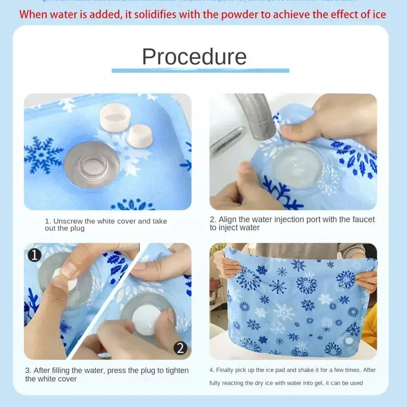 Summer Pet Cooling Ice Mat – Water Injection Pad with Dry Ice Crystals
