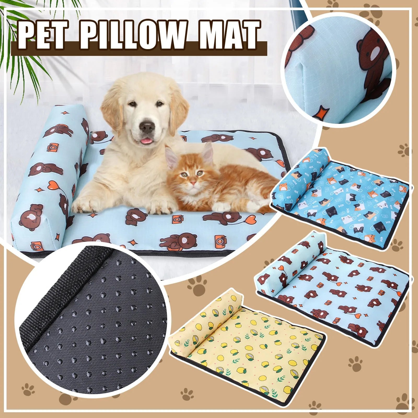 Pet Ice Silk Cooling Mat – Summer Pillow Bed for Cats & Dogs, Sofa Pad