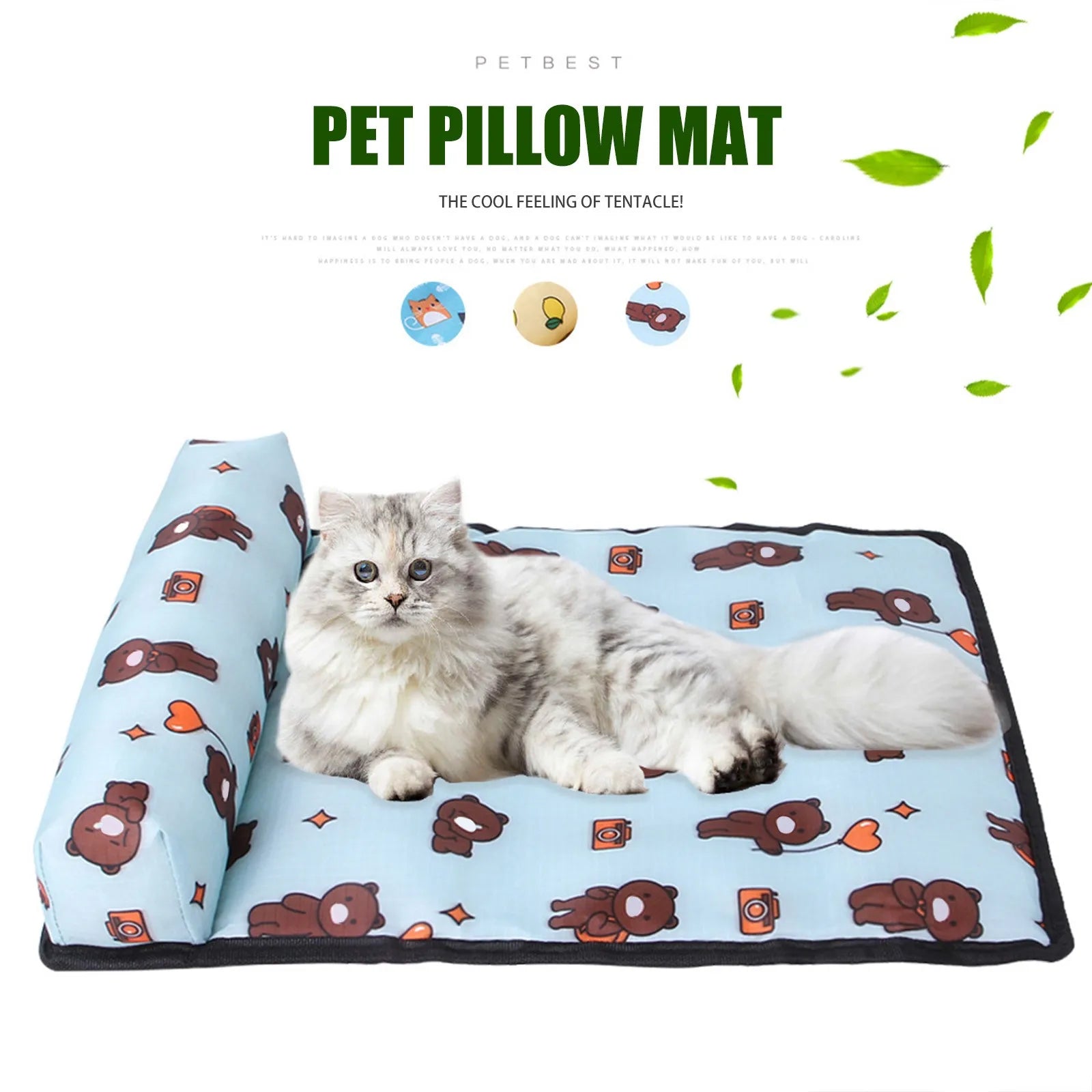 Pet Ice Silk Cooling Mat – Summer Pillow Bed for Cats & Dogs, Sofa Pad
