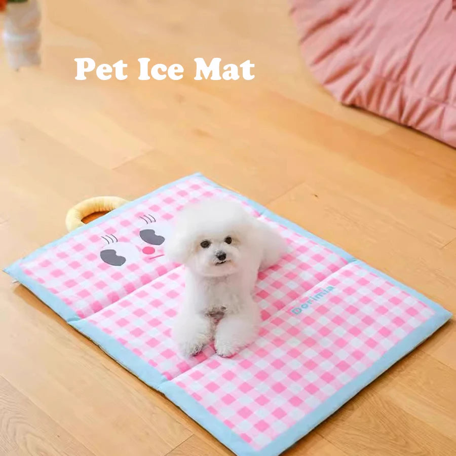 Plaid Pet Cooling Mat for Dogs & Cats – Summer Ice Pad with Waterproof Cover