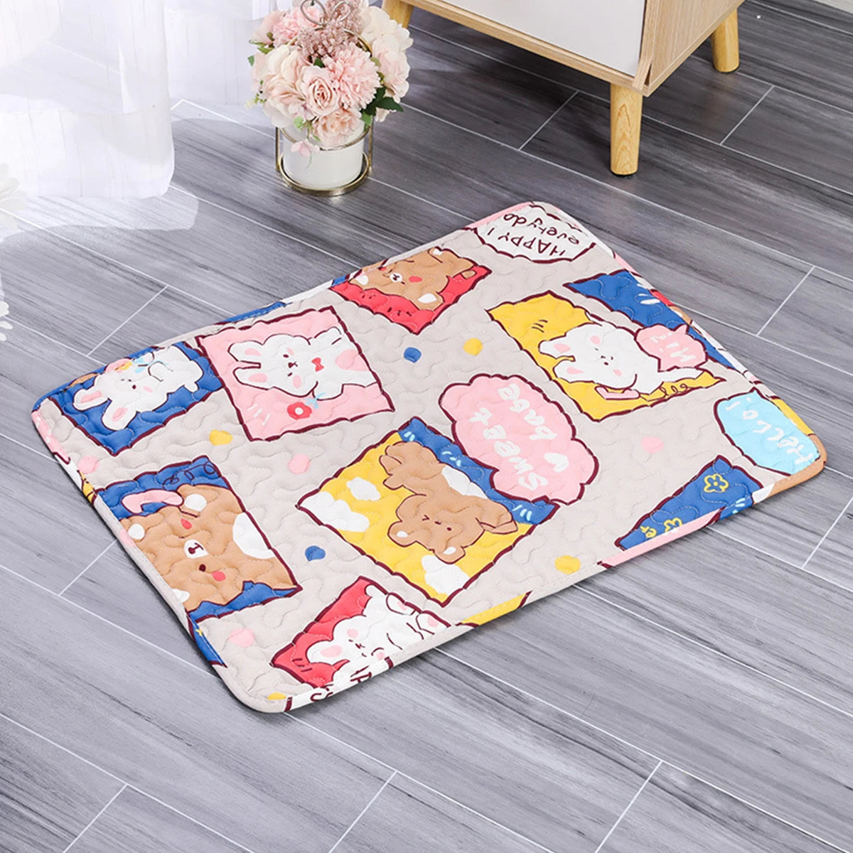 Cartoon Cat Bed Mat – Breathable Summer Pet Mat for Dogs & Cats